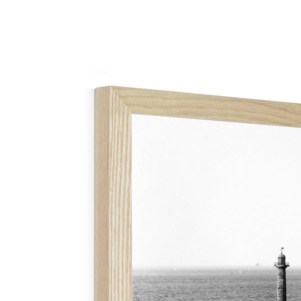 Whitby piers pre-extensions with outgoing sailing ships Framed Print