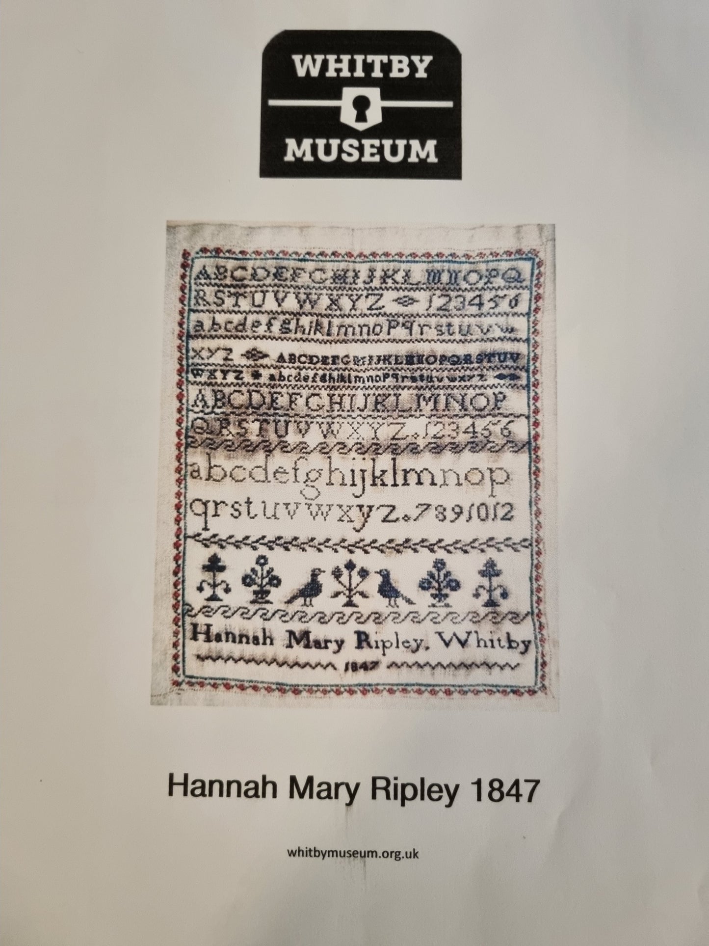 Sampler - Hannah Mary Ripley 1847 - CBE 22