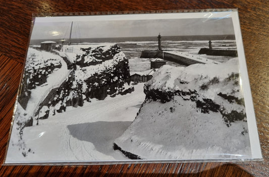 Khyber pass in snow greeting card by F M Sutcliffe