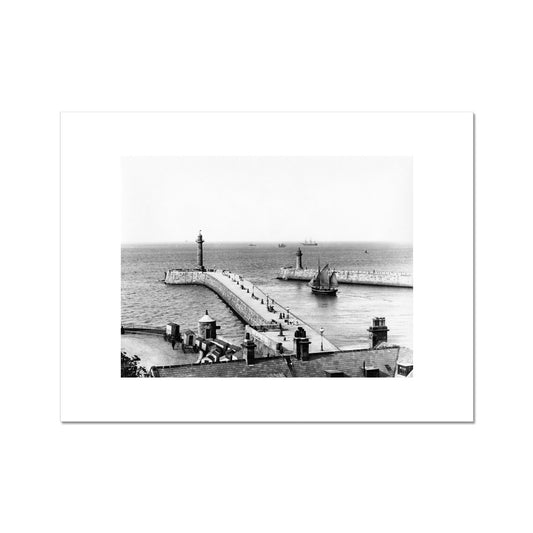 Whitby piers pre-extensions with outgoing sailing ships C-Type Print