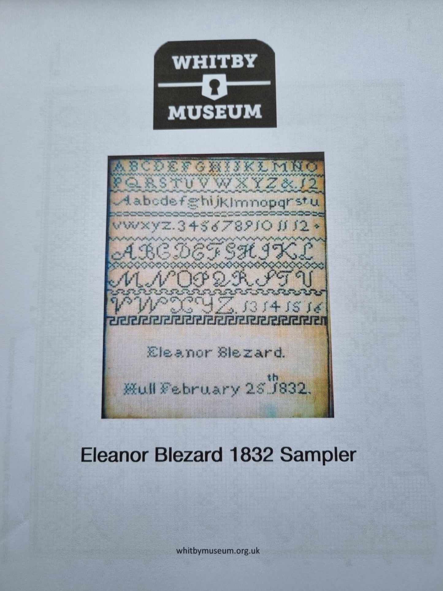 Eleanor Blezard sampler 1832 - CBE1