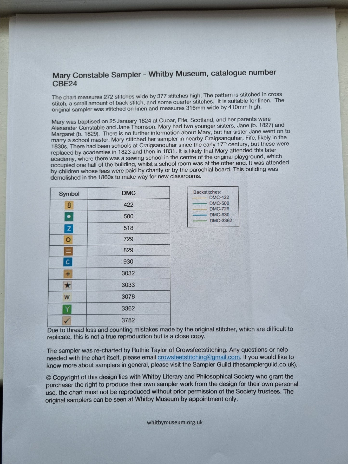 Mary Constable sampler -CBE-24